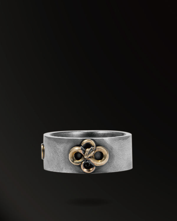 Infinite Horn snakes Ring in 925 Silver+18K Gold