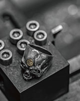 Skull Ring in 925 Silver+18K Gold