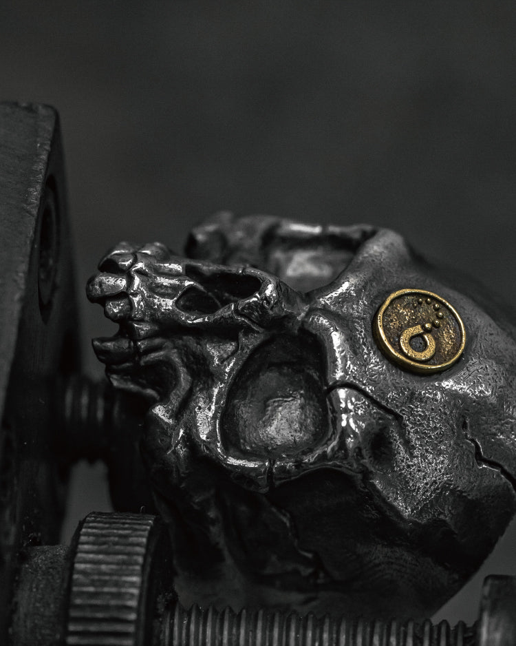 Skull Ring in 925 Silver+18K Gold