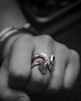 Smooth–Skinned Horn snakes 2.0 Ring in 925 Silver+18K Gold