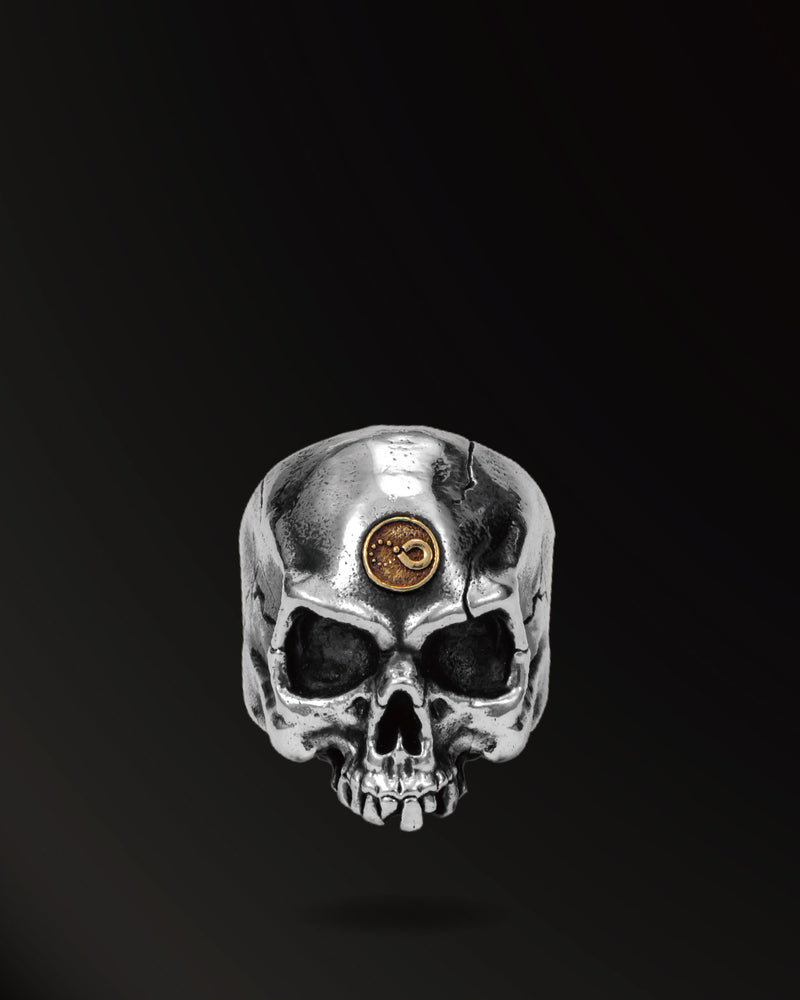 Skull Ring in 925 Silver+18K Gold