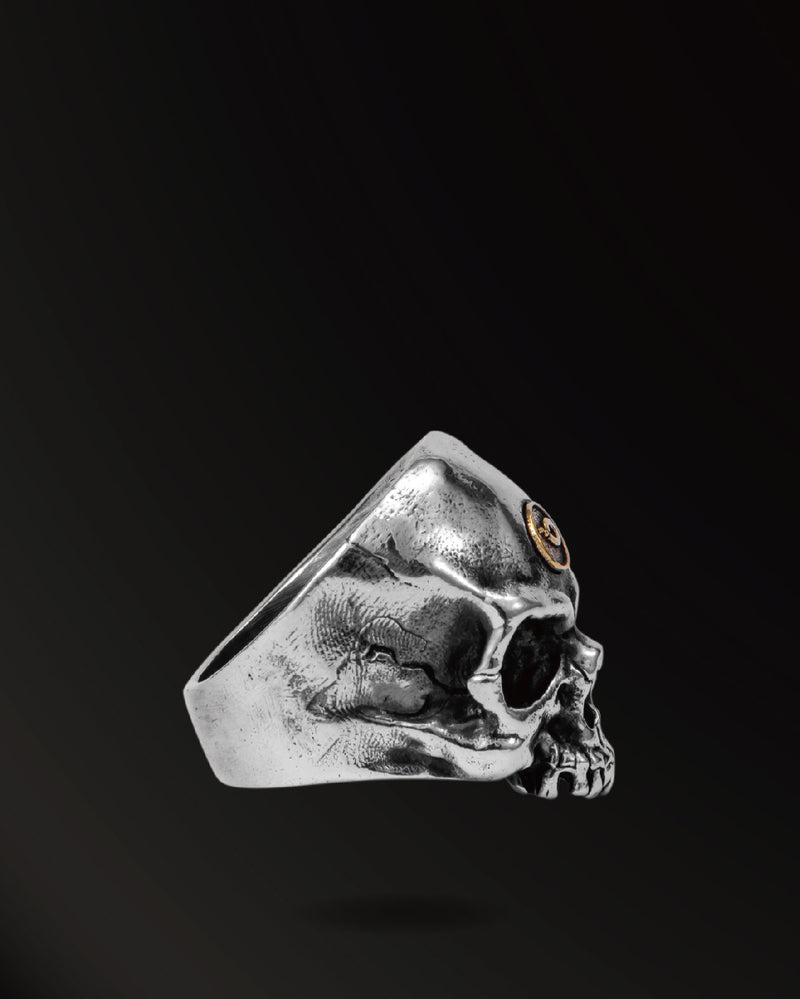 Skull Ring in 925 Silver+18K Gold