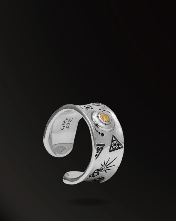 Symbol Ring in 925 Silver+18K Gold