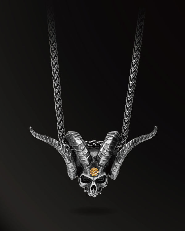 Hell devil Amulet in 925 Silver+18K Gold