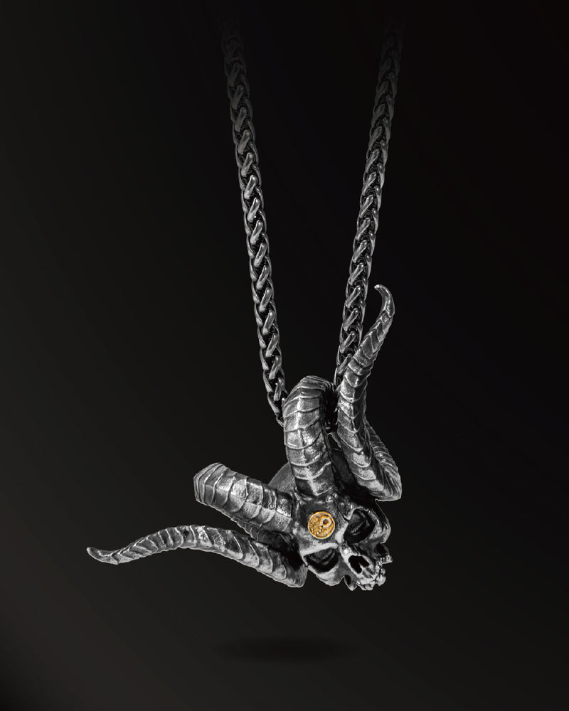 Hell devil Amulet in 925 Silver+18K Gold