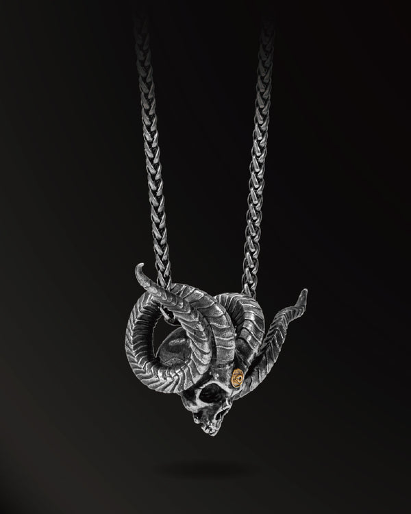 Hell devil Amulet in 925 Silver+18K Gold