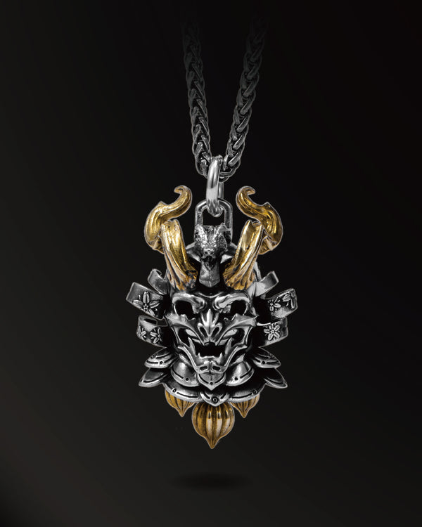 Hannya armor warrior Amulet in 925 Silver