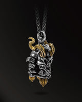 Hannya armor warrior Amulet in 925 Silver