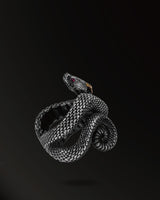 Scaly–Skinned Horn snakes Ring in 925 Silver+18K Gold