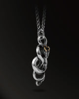 Infinite Horn snakes Amulet in 925 Silver+18K Gold