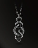 Infinite Horn snakes Amulet in 925 Silver+18K Gold