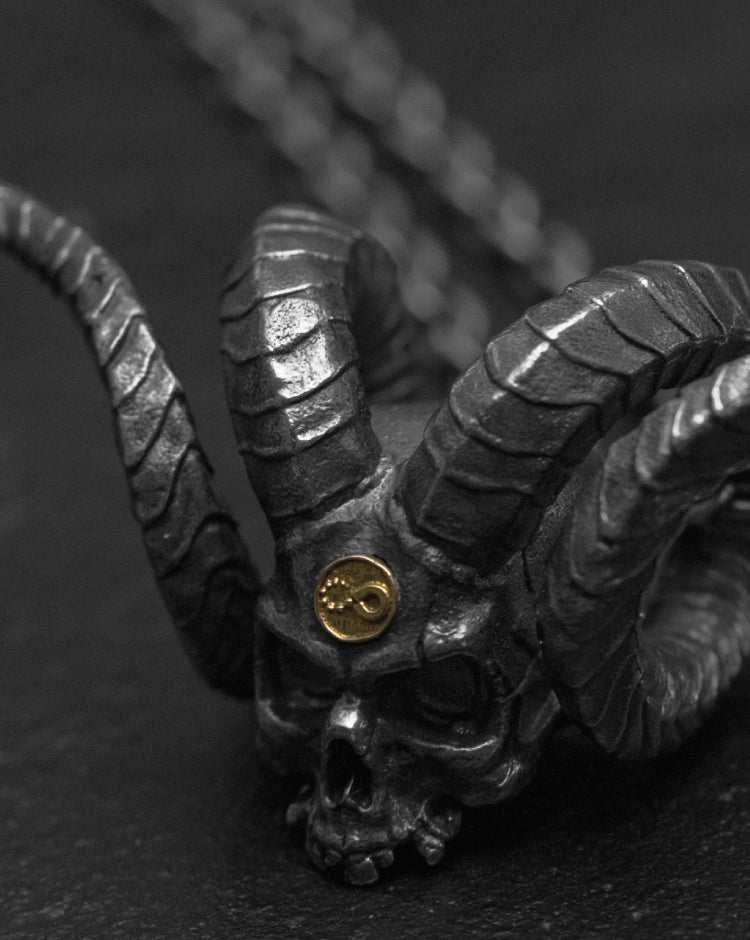 Hell devil Amulet in 925 Silver+18K Gold