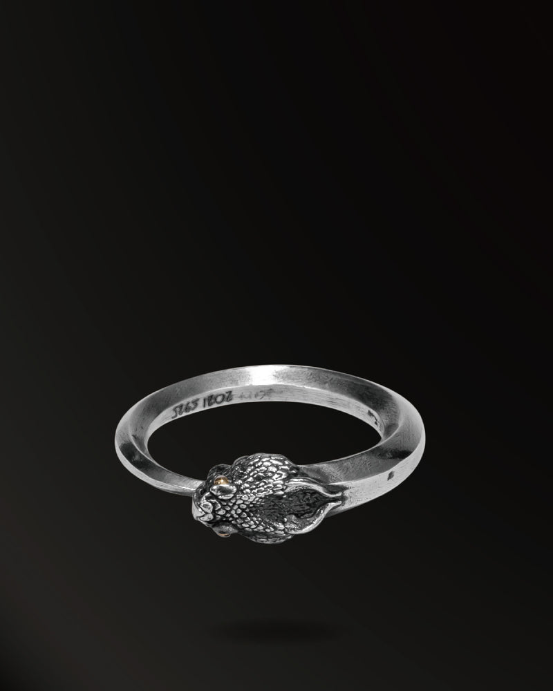 Ouroboros Ring in 925 Silver+18K Gold