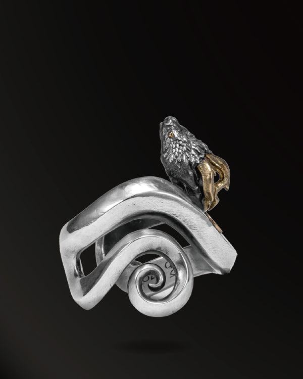 Smooth–Skinned Horn snakes 2.0 Ring in 925 Silver+18K Gold