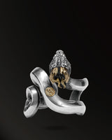 Smooth–Skinned Horn snakes 2.0 Ring in 925 Silver+18K Gold