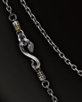 Horn snakes  Chain Links Narrow Necklace in 925 Silver