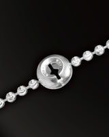 Infinite Stars Carved Round Bead Necklace  in 925 Silver