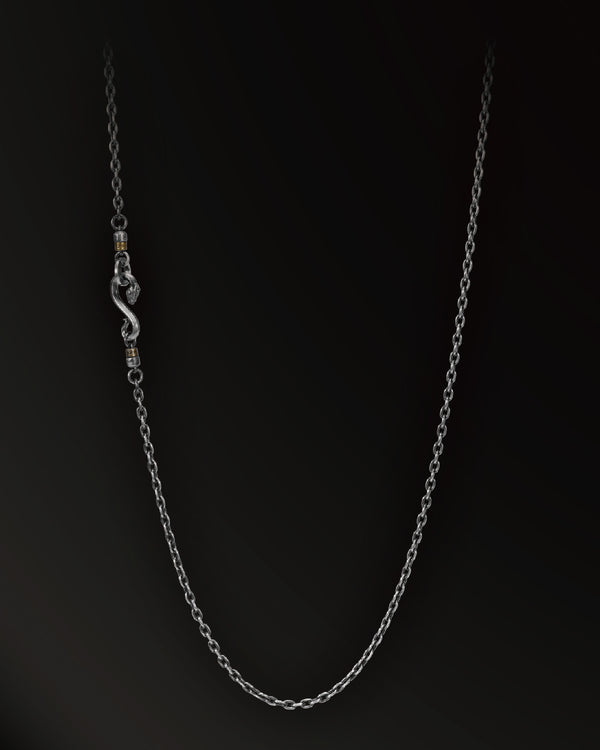 Horn snakes  Chain Links Narrow Necklace in 925 Silver