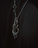 Infinite Horn snakes Amulet in 925 Silver+18K Gold