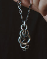 Infinite Horn snakes Amulet in 925 Silver+18K Gold