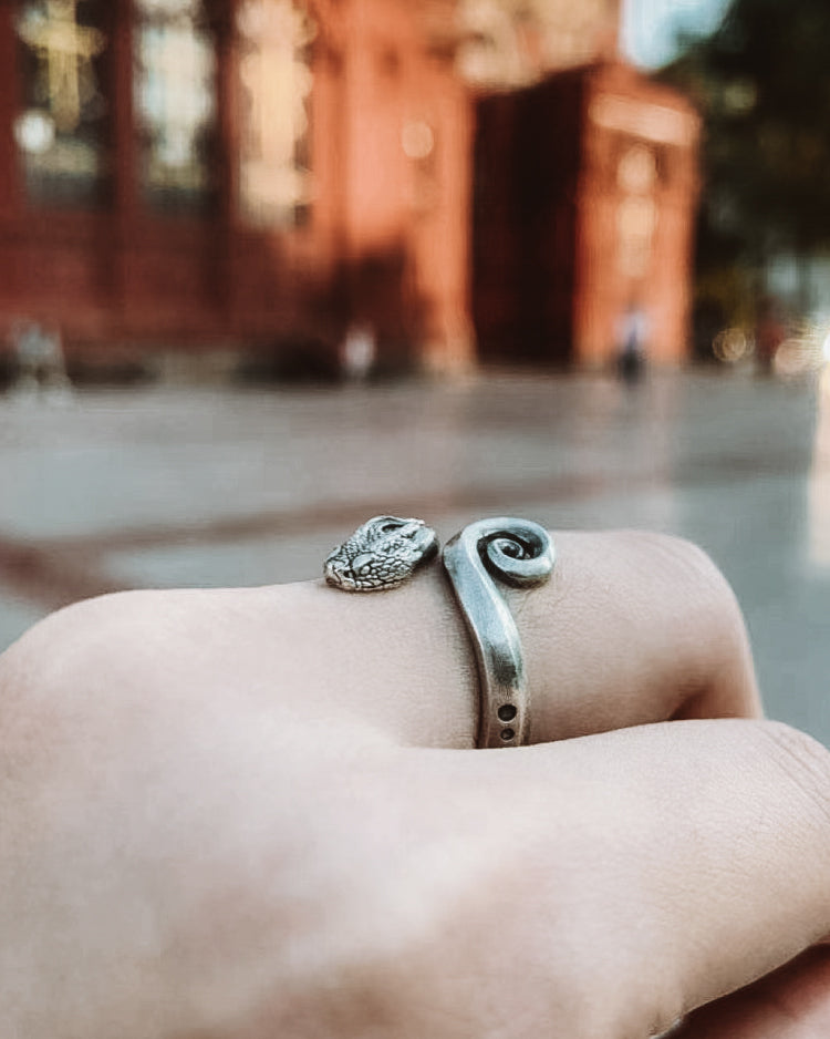 Mini Horn snakes Ring in 925 Silver