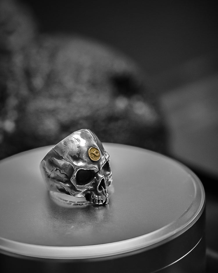 Skull Ring in 925 Silver+18K Gold