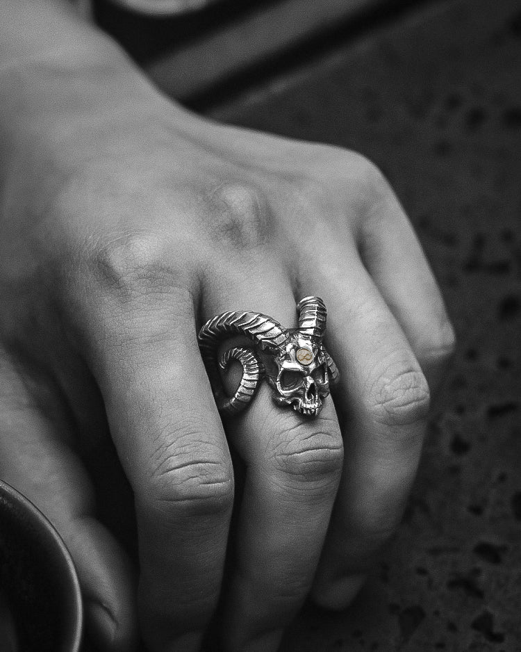 Hell devil Ring in 925 Silver+18K Gold